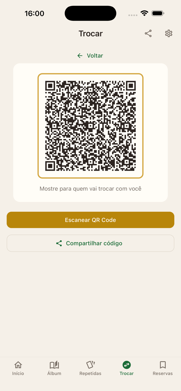 QR Code para troca peer-to-peer com amigos